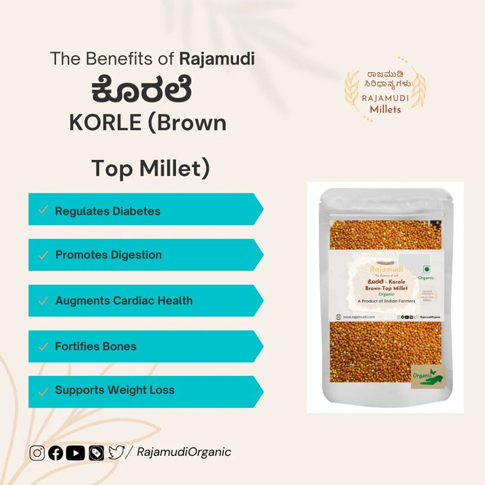 Organic Brown Top Millet ( KORALE ) - Rajamudi organic Millets | Rajamudi