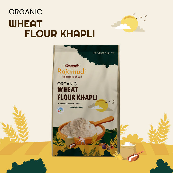Organic Khapli Wheat Flour | Jave Godhi Hittu | 50% High Fiber | 50% low gluten - Rajamudi Organics