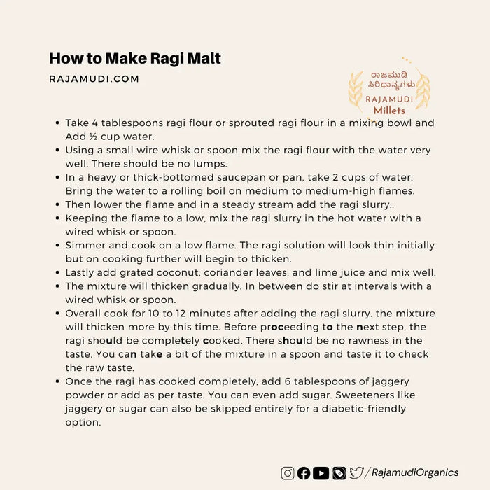 Rajamudi Finger Millet Whole Grain- Ragi  Unpolished | Rajamudi Organics